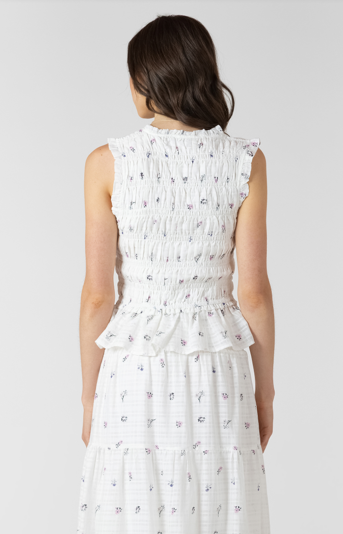Dex Elastic Detail Tie-Front Top