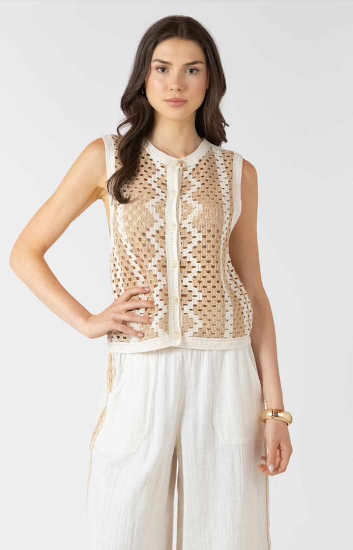 Dex Button Back Open Work Sweater
