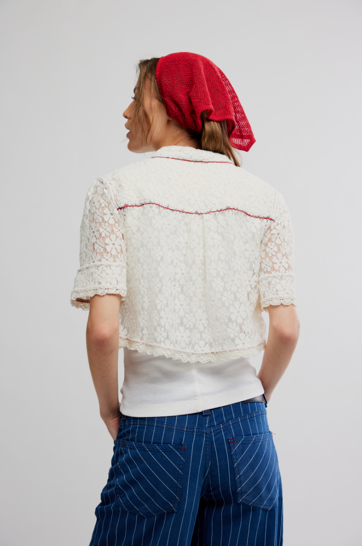 Free People Mannie Lace Button Down Top