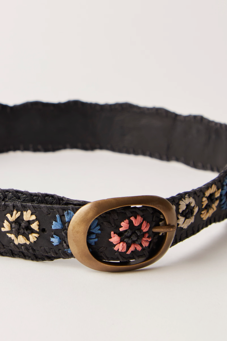 Free People Indigo Dreaming Raffia Belt