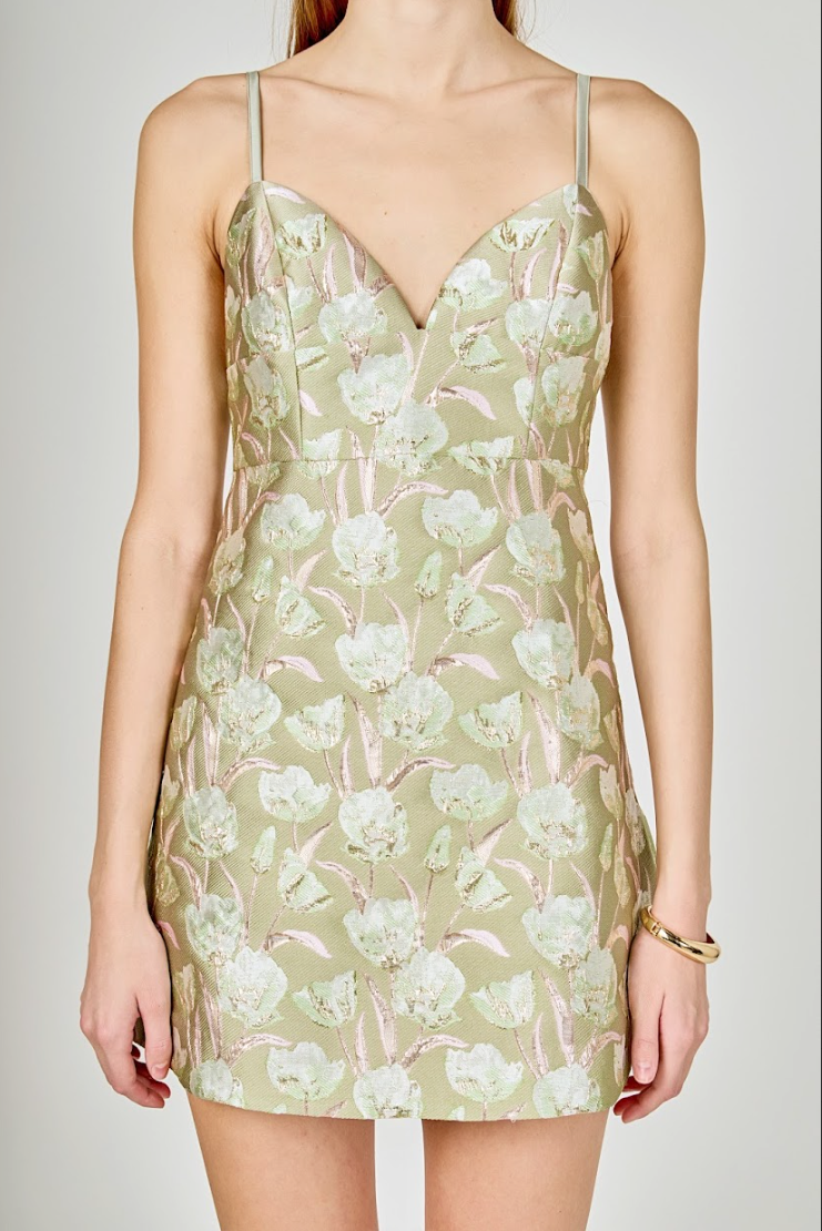 Jacquard A Line Mini Dress
