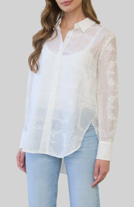 Zoe and Claire Transparent Embroidered Shirt