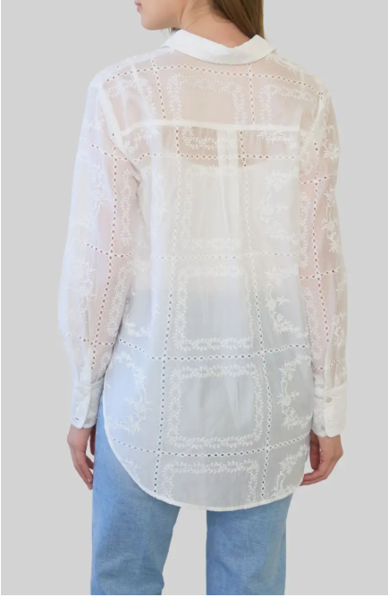 Zoe and Claire Transparent Embroidered Shirt