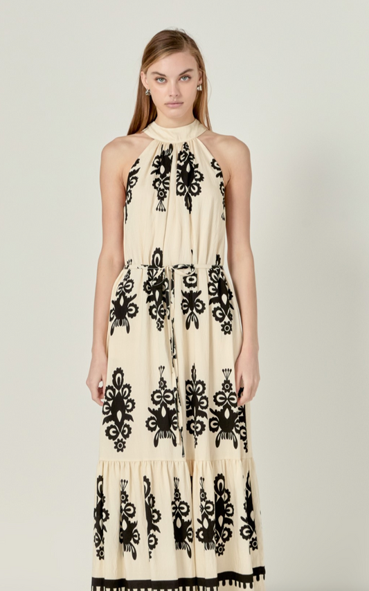 Printed Collared Midi Dress