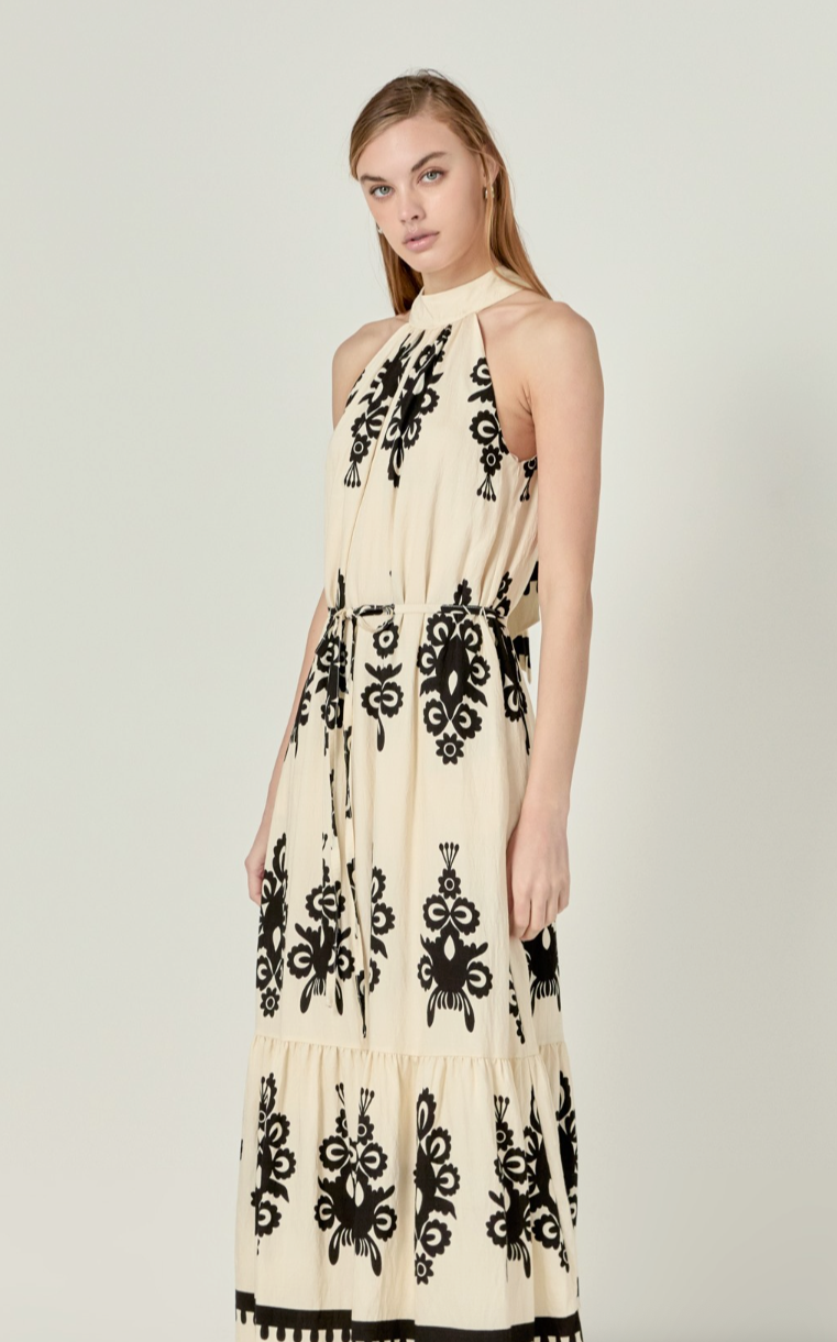 Printed Collared Midi Dress
