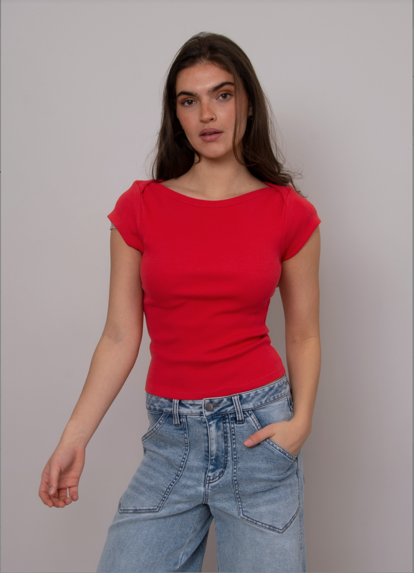 Kelly Boat Neck Cap Sleeve Top