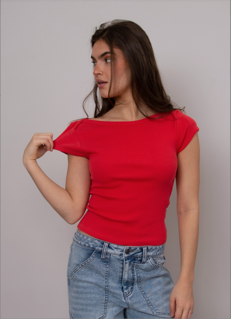 Kelly Boat Neck Cap Sleeve Top
