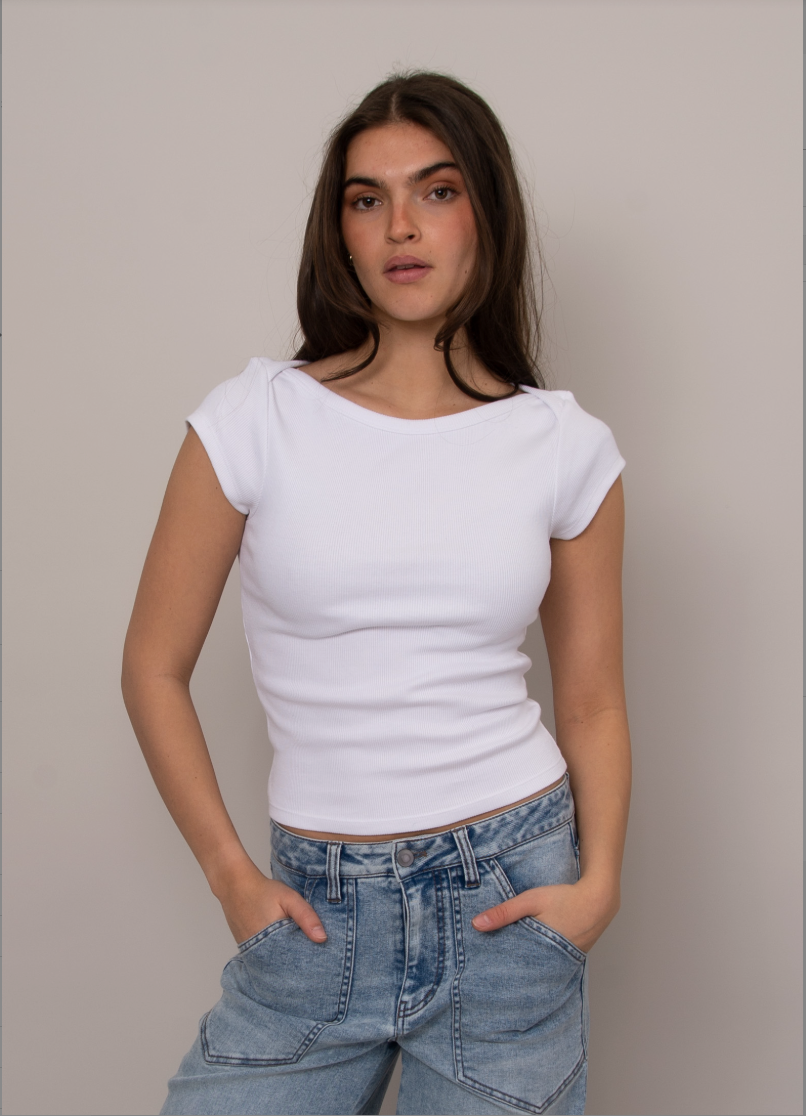 Kelly Boat Neck Cap Sleeve Top