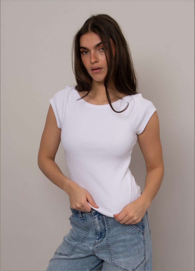 Kelly Boat Neck Cap Sleeve Top