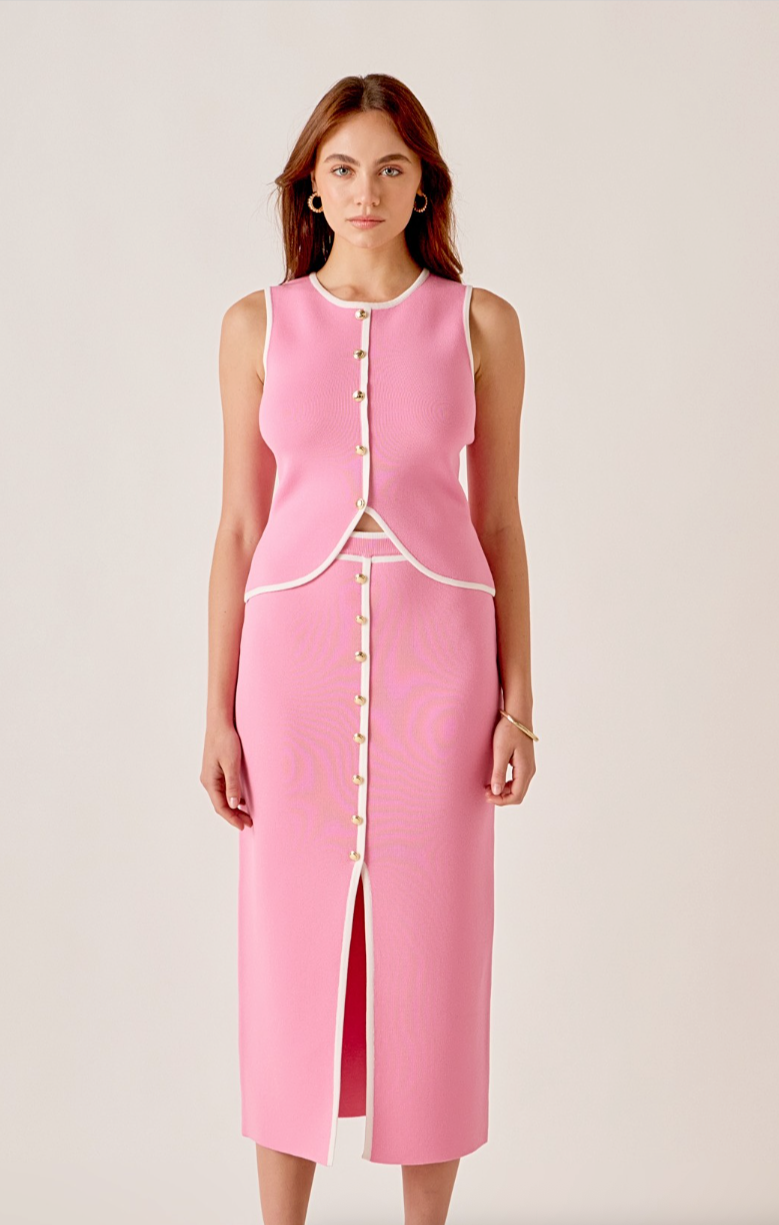 Knit Contrast Maxi Skirt