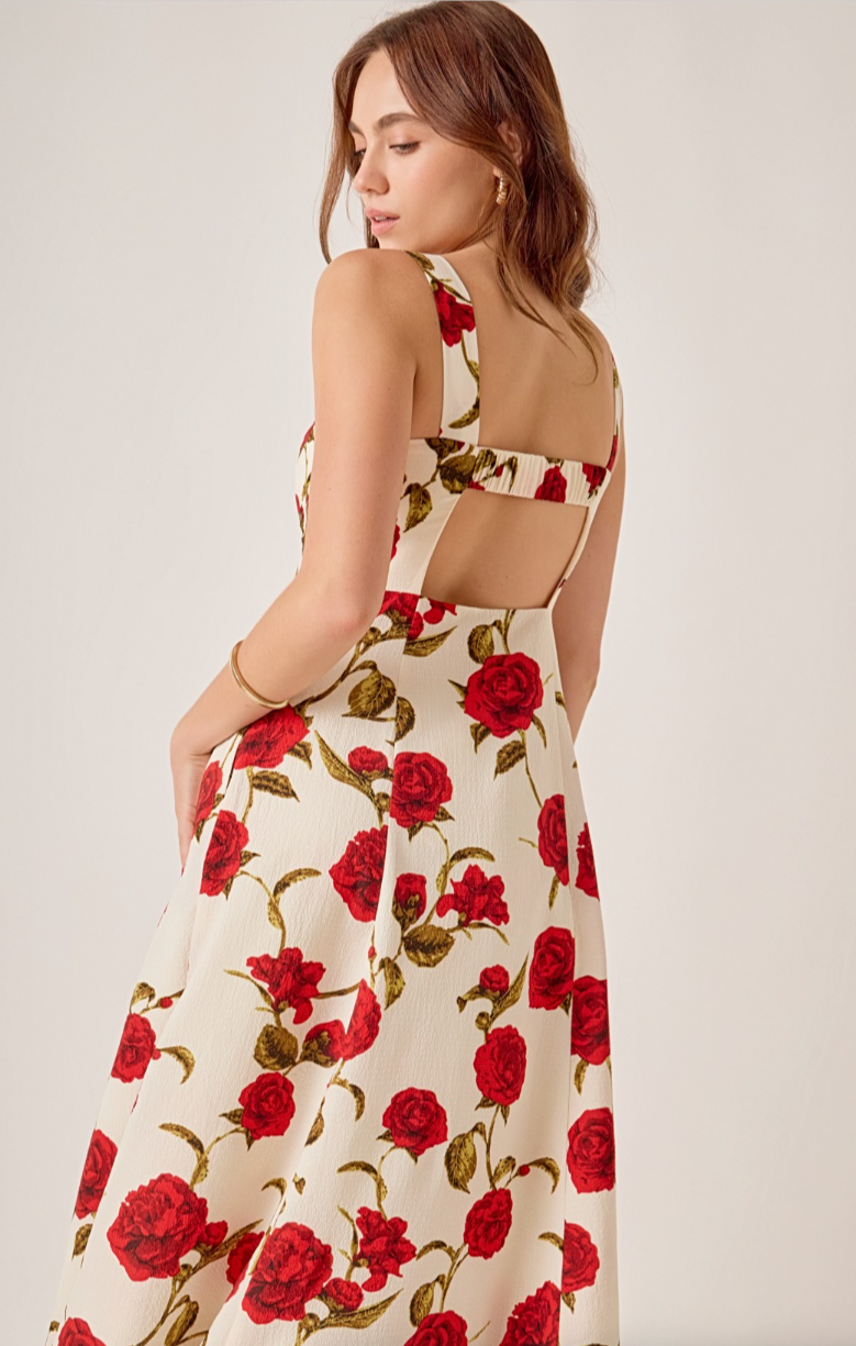Rose Print Maxi Dress