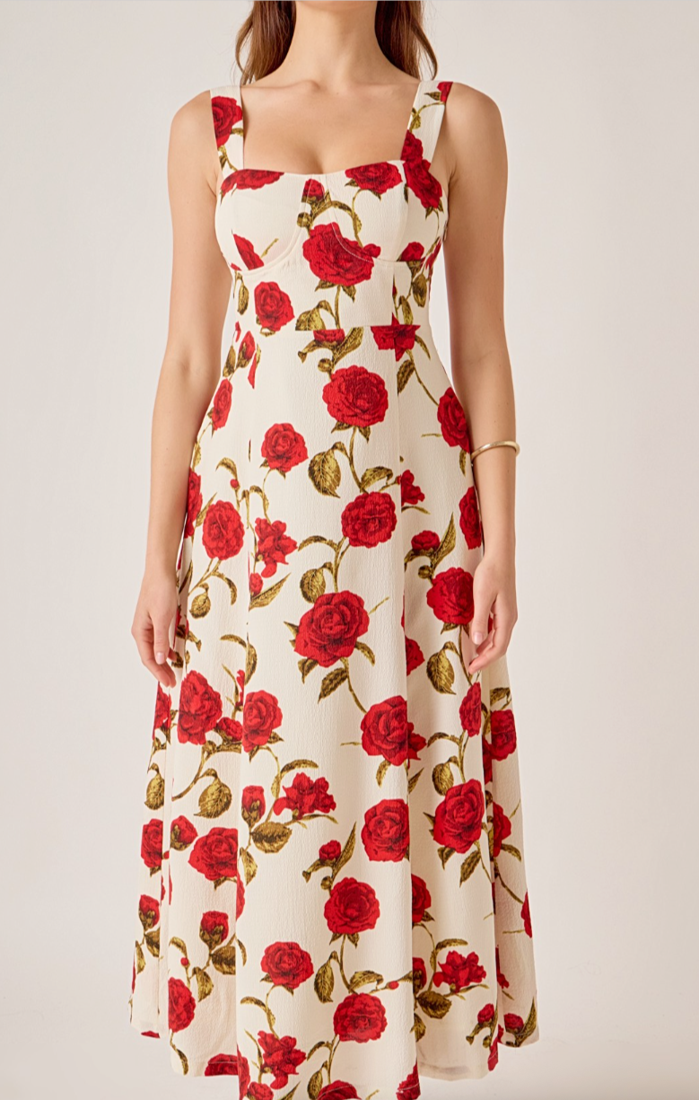 Rose Print Maxi Dress