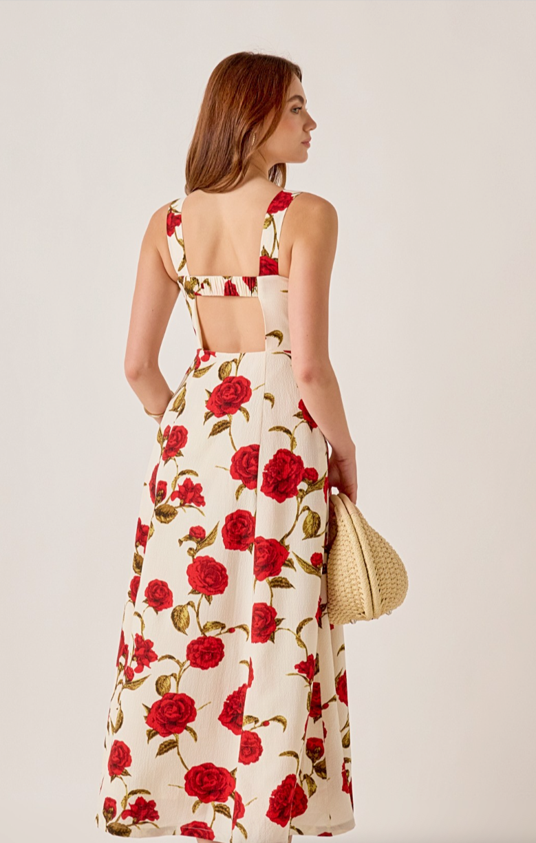 Rose Print Maxi Dress