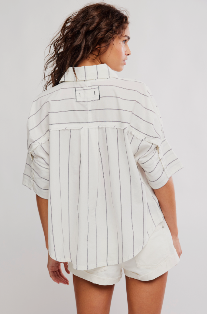 Free People Seaside Cotton Stripe Shirt