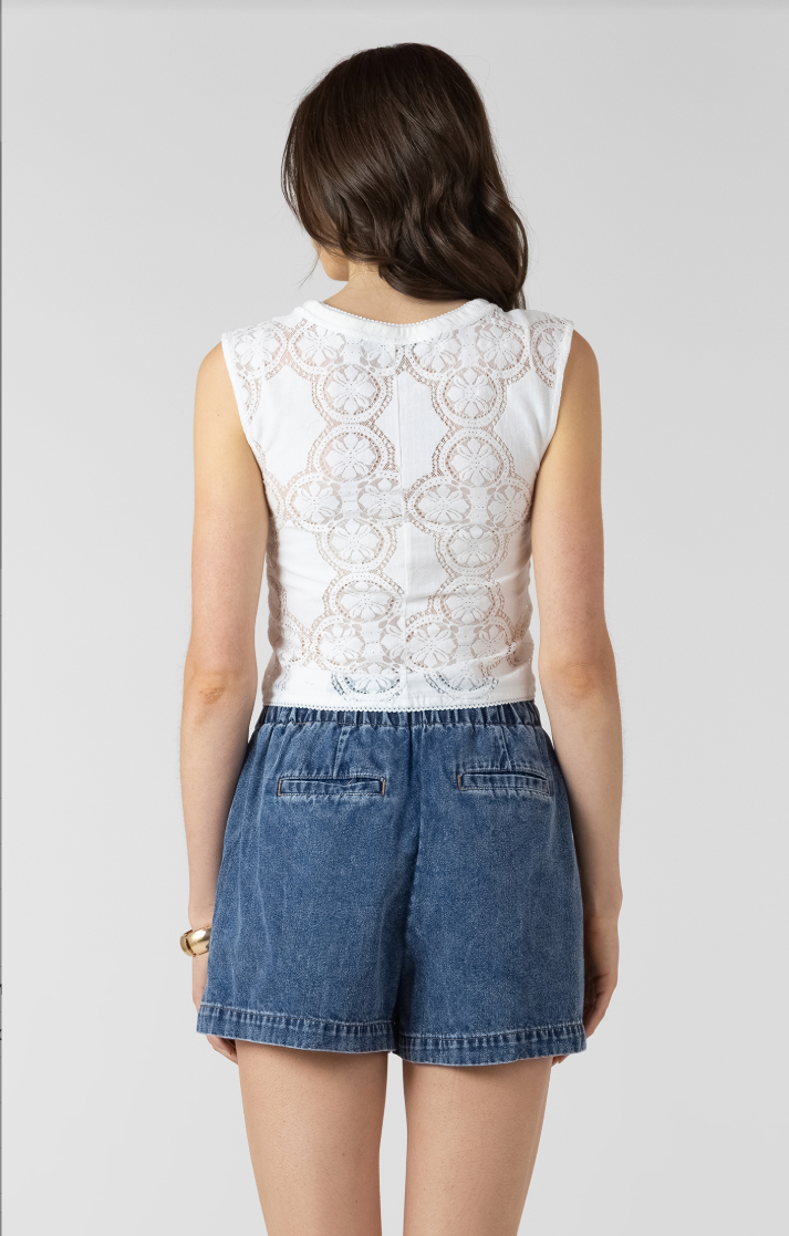 Dex Lace Cutout Button Front Tank