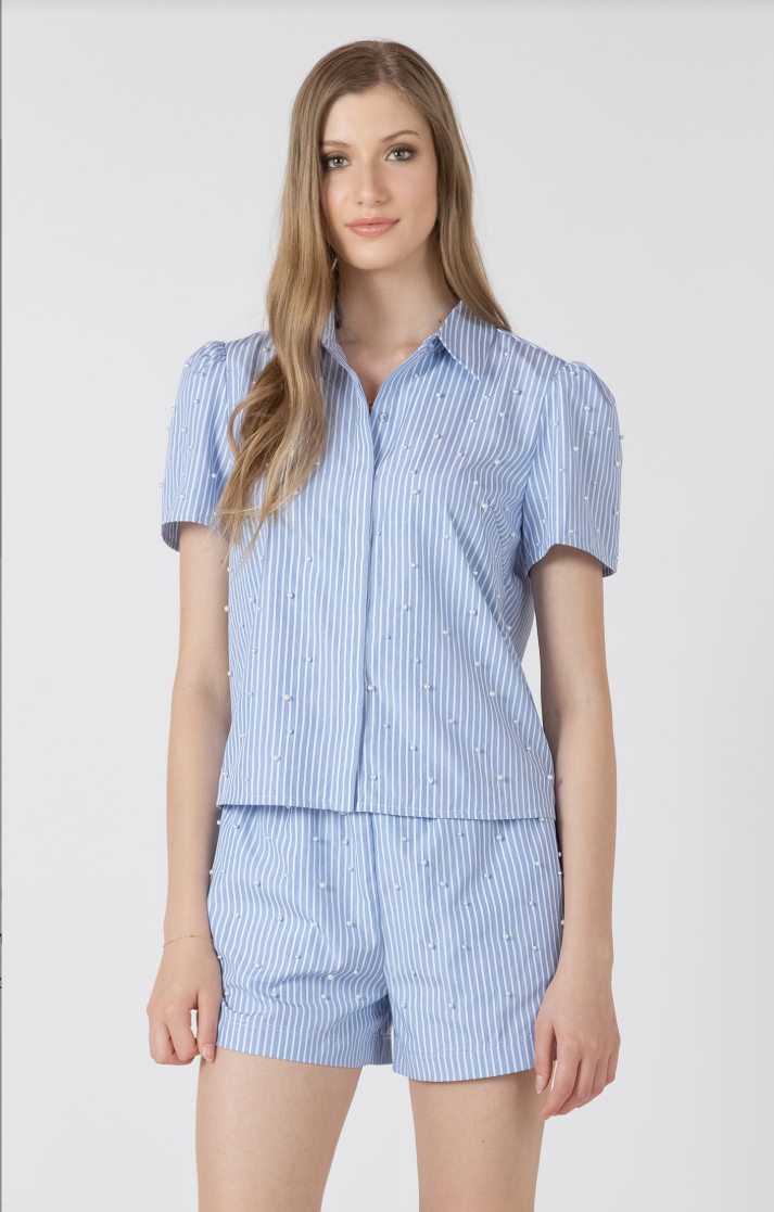 Dex Pearl Detail Button Front Blouse