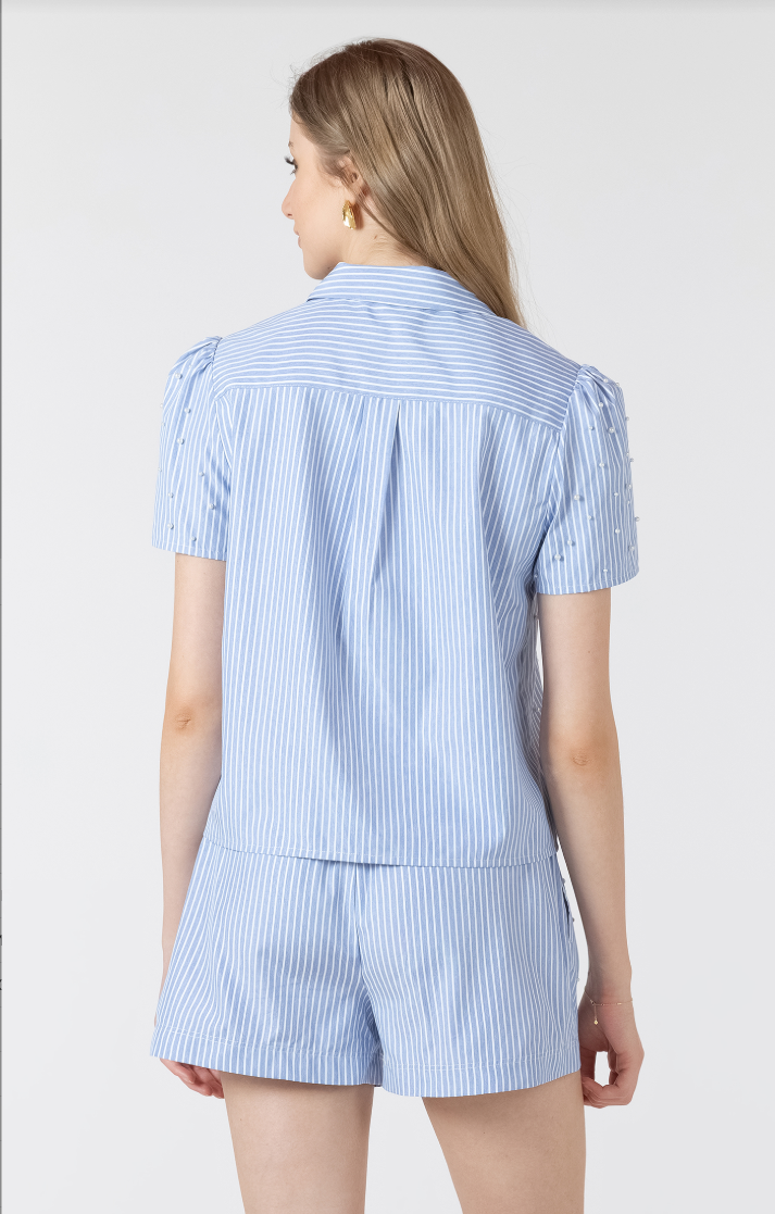 Dex Pearl Detail Button Front Blouse
