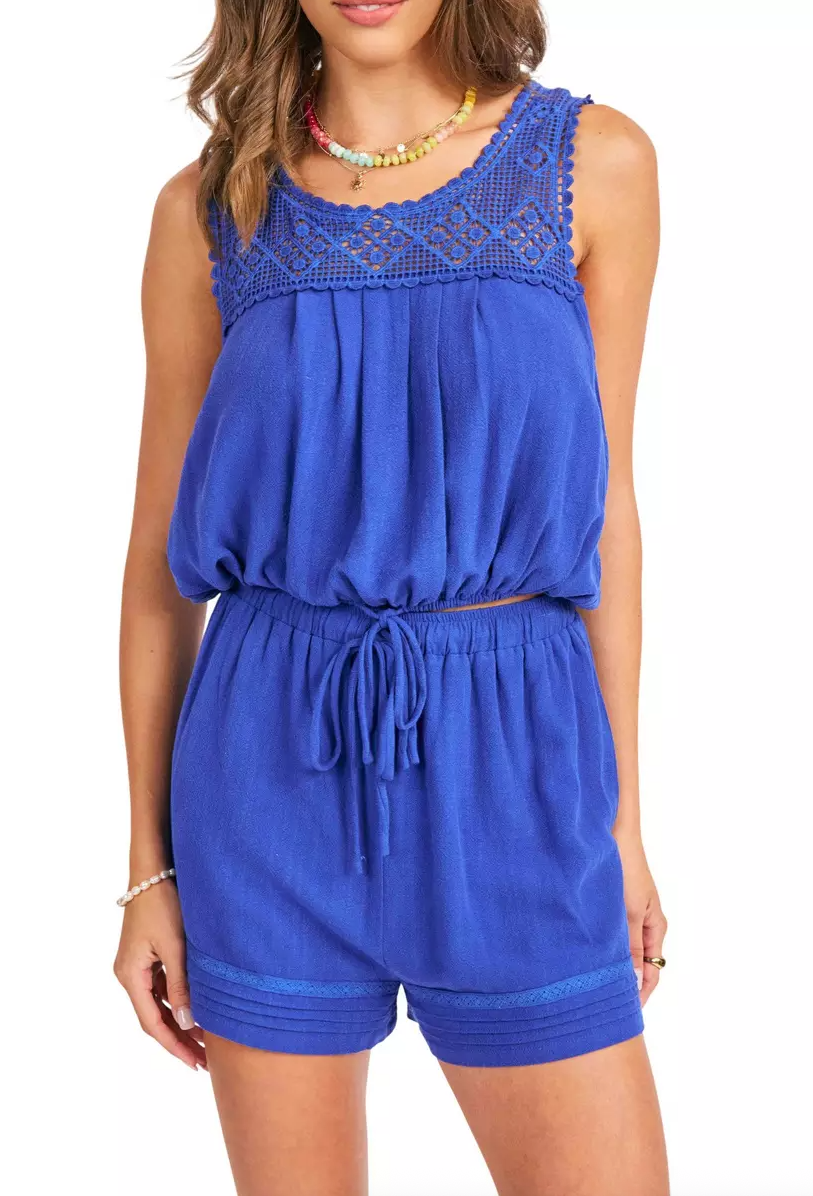 Sadie & Sage Sugarloaf Crochet Yoke Sleeveless Top