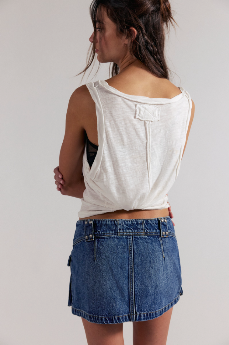 Free People Hera Studded Denim Mini Skirt
