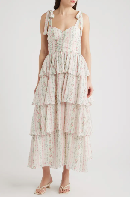 Floral Printed Tired Occasion Dress