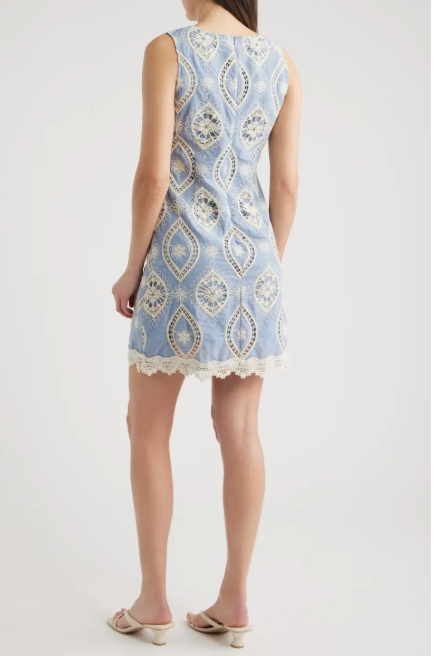 Embroidered Short Shift Dress