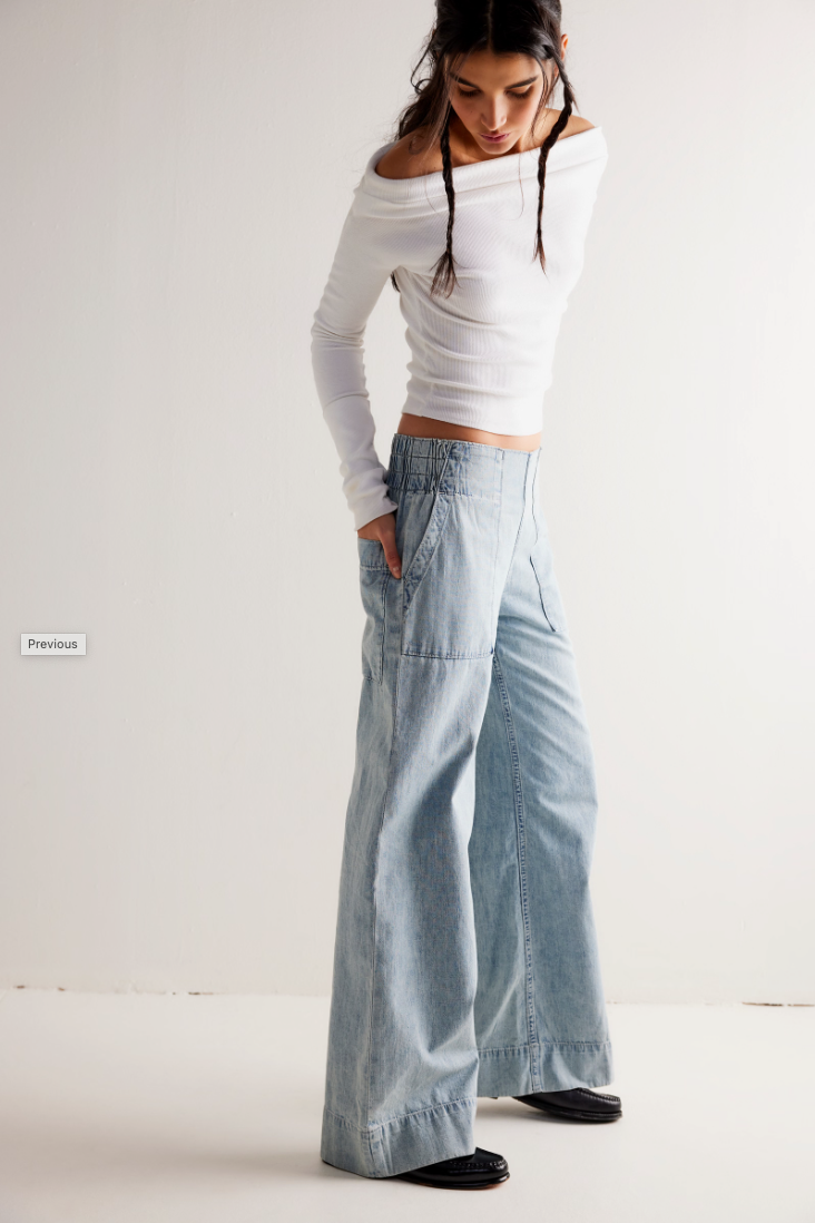 Free People Breezy Denim Pull On Pant