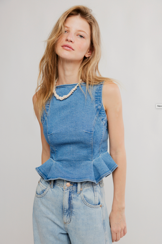 Free People Sunfaded Denim Top