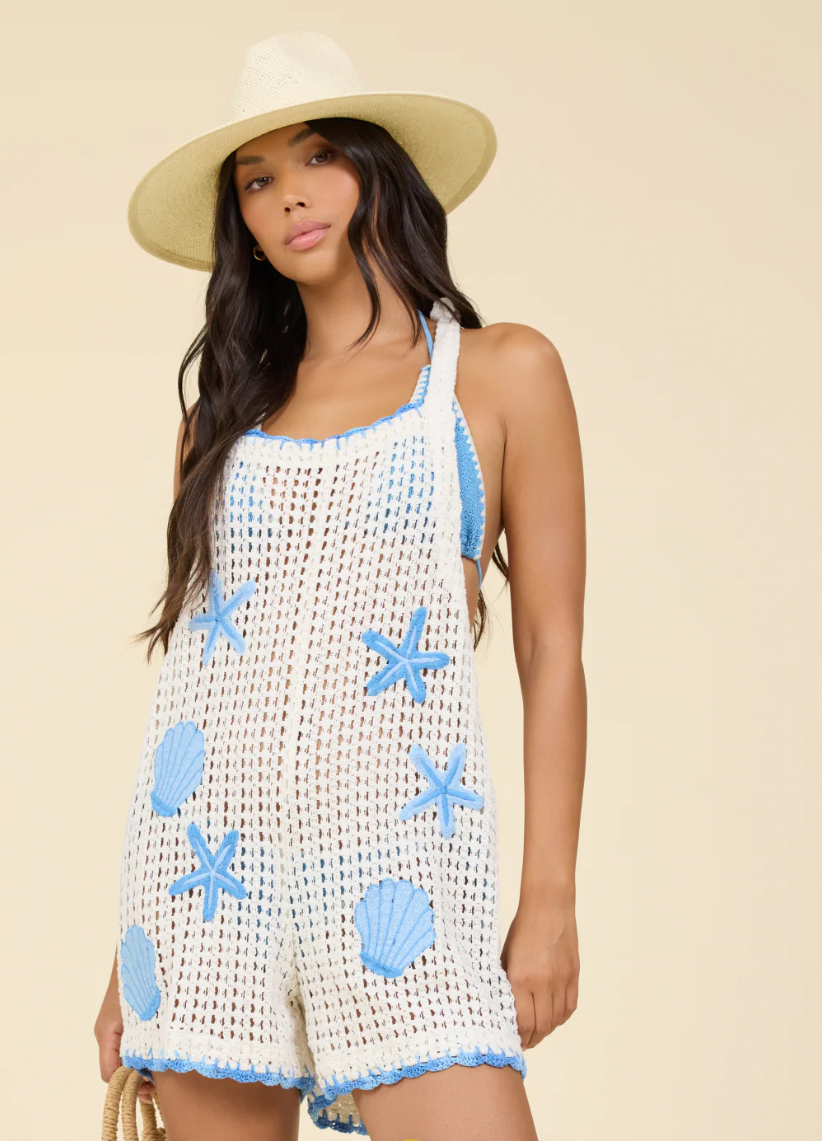 Surf Gypsy Crochet Romper with Embriodery