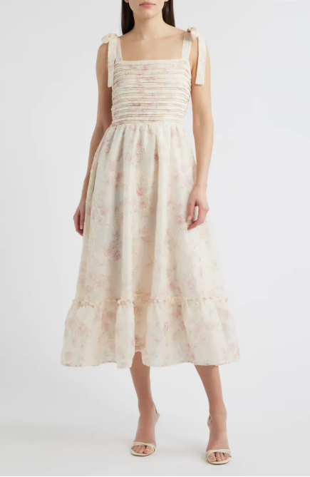 Zoe and Claire Printed Sleeveless Dress Embroidered