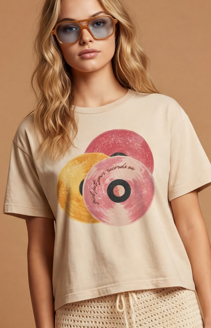 All Us Girl Put Your Records On Tee