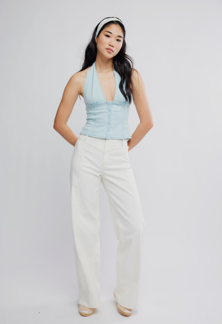 Free People Ramona Denim Halter Top
