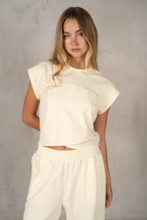 Cotton Drop Short Sleeve Overlap Front Top