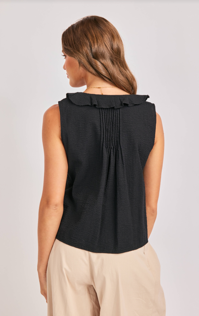 Sadie & Sage Terra Ruffle Pintuck Sleeveless Top