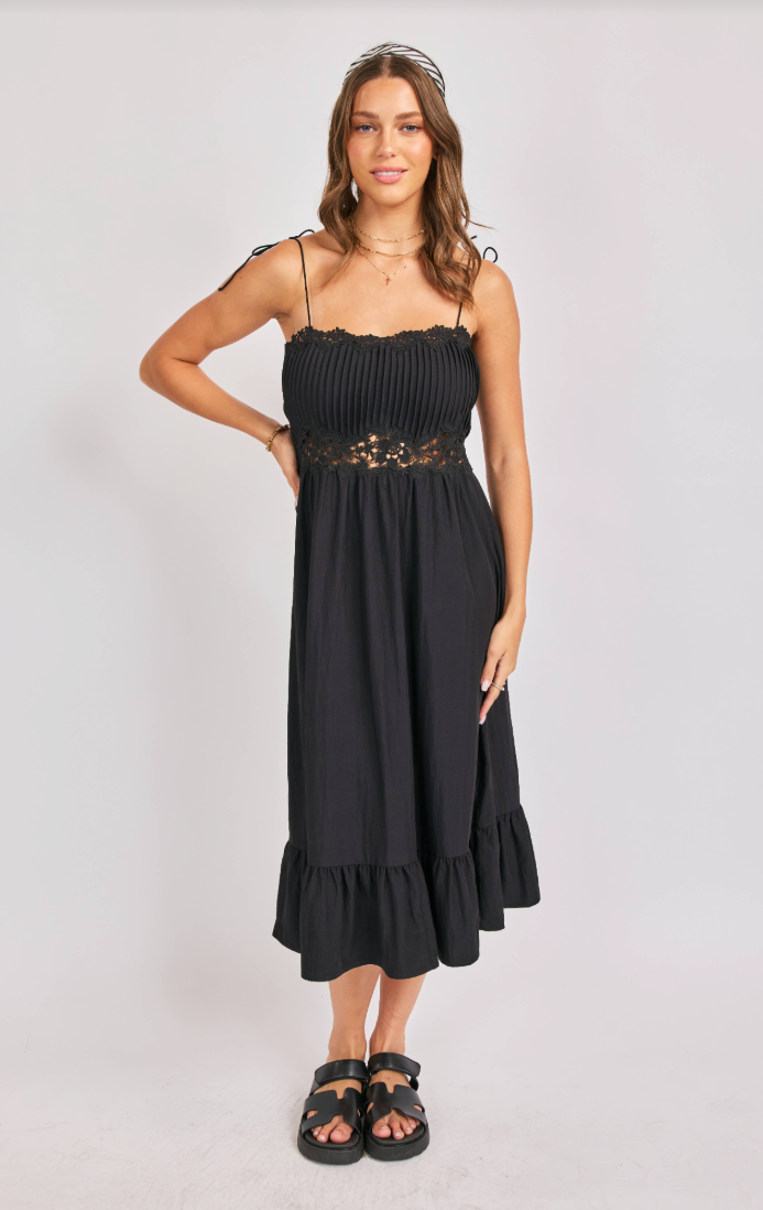 Sadie & Sage Night Bloom Pintuck Lace Midi Dress