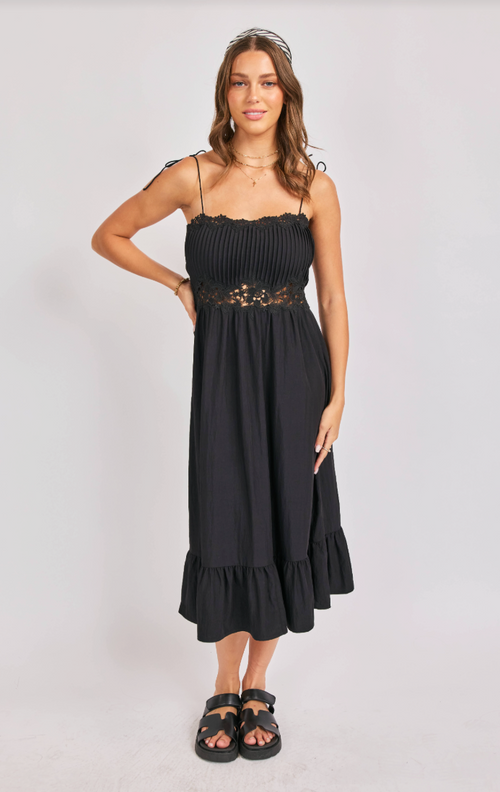 Sadie & Sage Night Bloom Pintuck Lace Midi Dress
