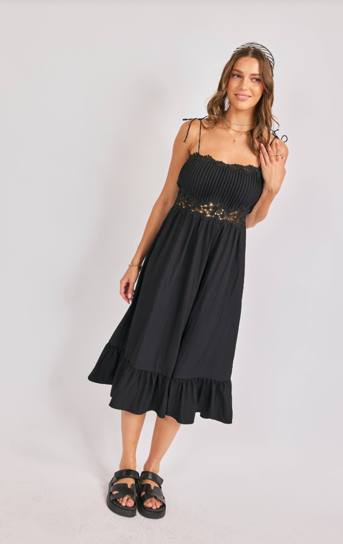 Sadie & Sage Night Bloom Pintuck Lace Midi Dress