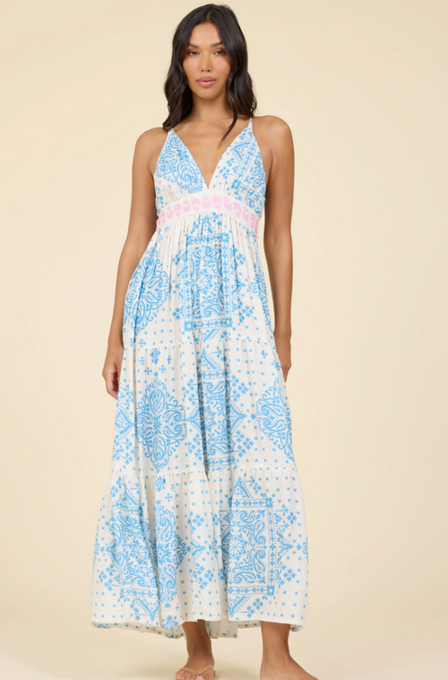 Surf Gypsy Bandana Printed Halter Maxi Dress