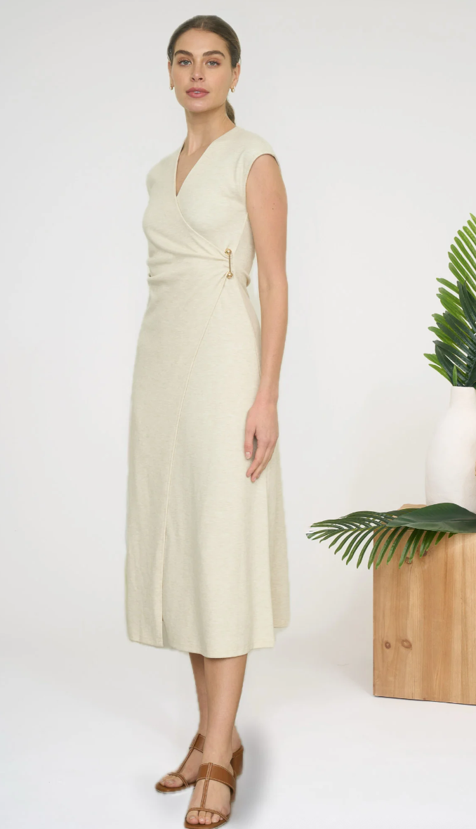 Sleeveless Faux Wrap Dress