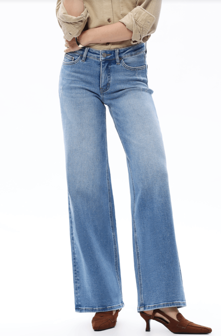 Mid Rise Wide Leg Denim Jeans