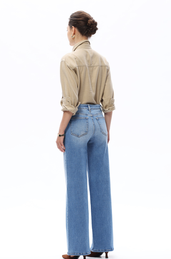 Mid Rise Wide Leg Denim Jeans