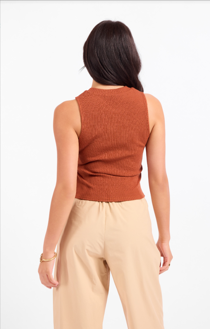 Sadie & Sage Soft Cedar Ruched Knit Tank