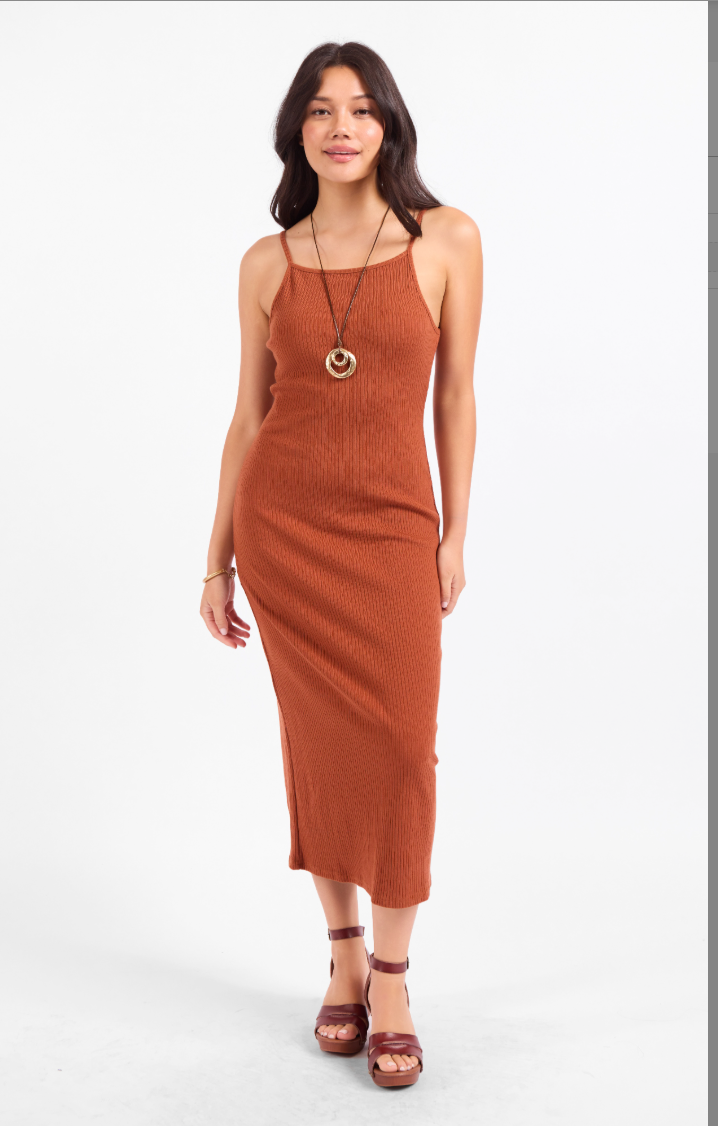 Sadie & Sage Soft Cedar Rib Knit Midi Dress