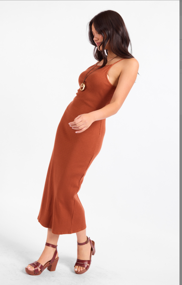 Sadie & Sage Soft Cedar Rib Knit Midi Dress
