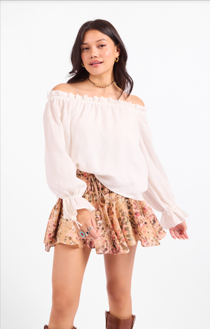 Sadie & Sage Sepia Sky Off The Shoulder Top