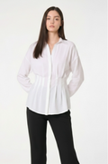 PLEAT DETAIL AT WAIST LONG SLEEVE SHIRT