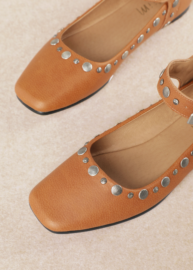 MiiM Mystic Studded Ankle Strap Ballerina Flats