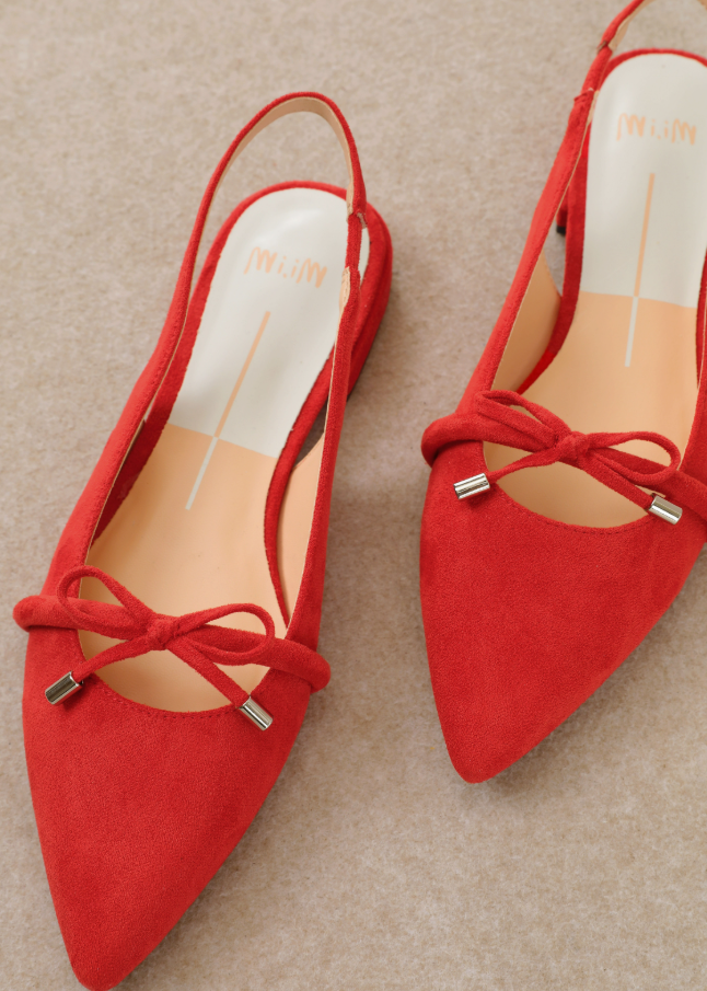 MiiM Pardina Pointed Toe Bow Slingback Flats