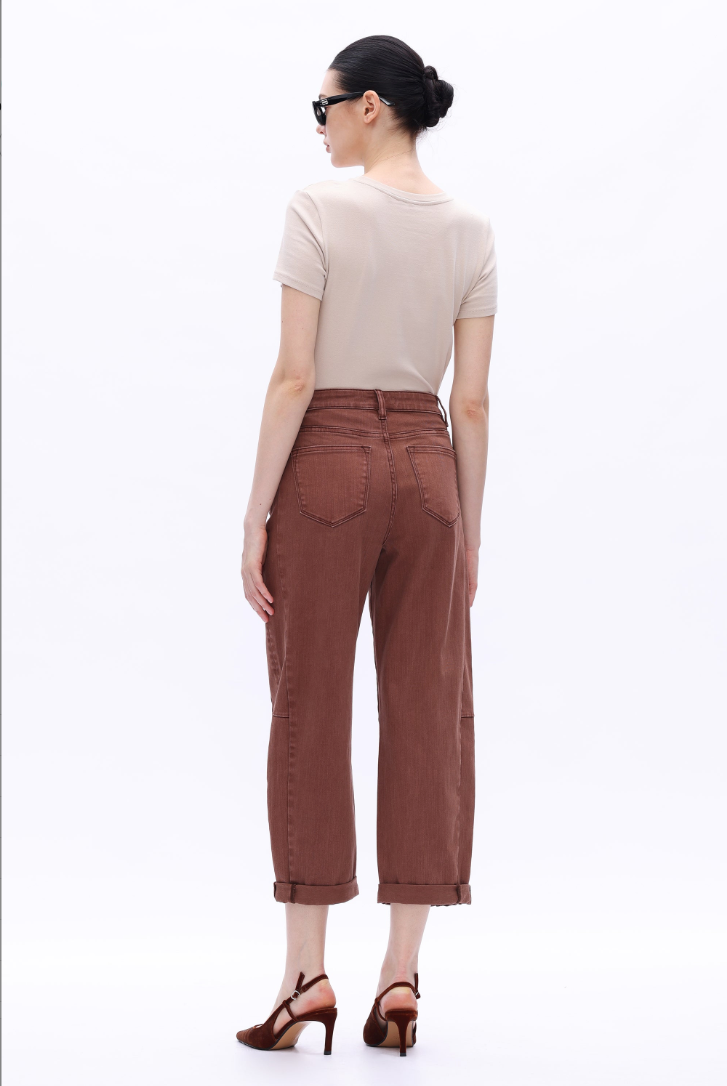 Bayeas High Rise Barrel Rolled Jeans