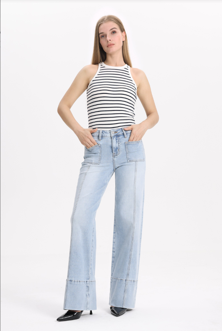 Bayeas Seoul Mid Rise Wide Leg Jean