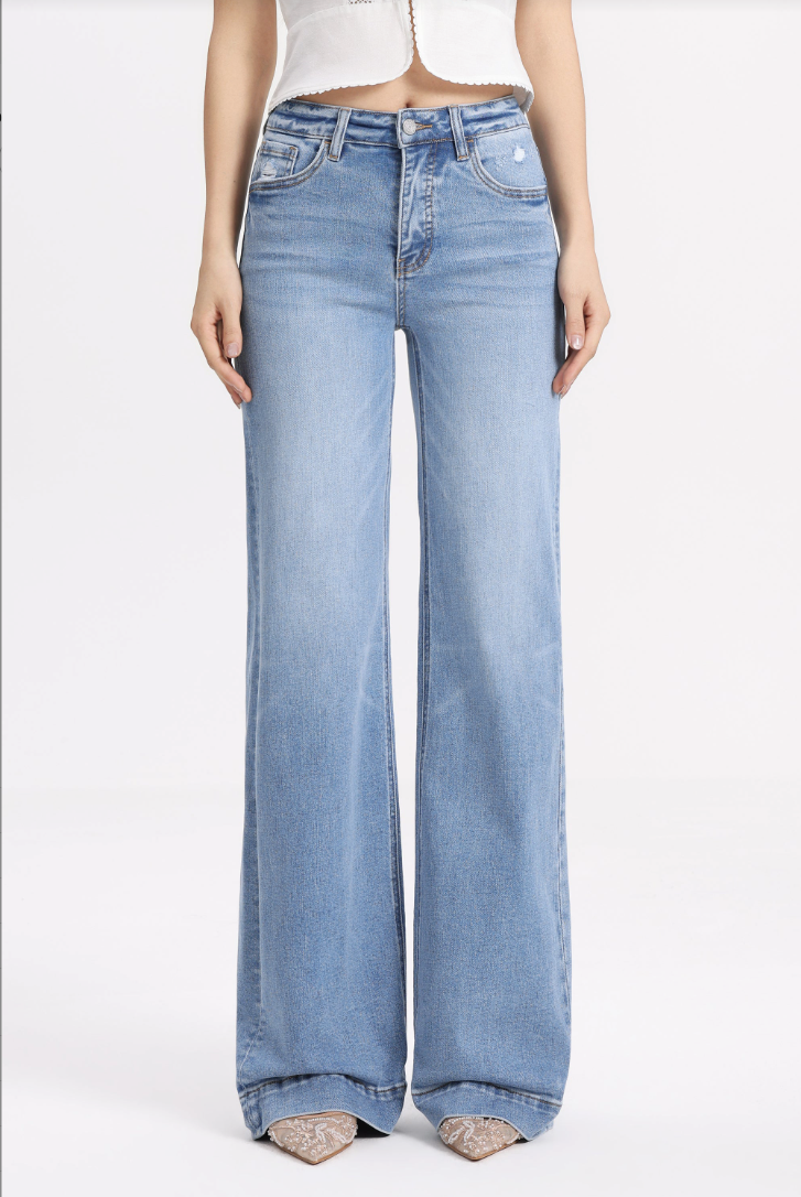 Bayeas New York Mid Rise Wide Leg Jean